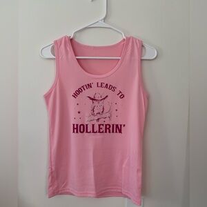 “Hollerin” handmade custom graphic pink tank top